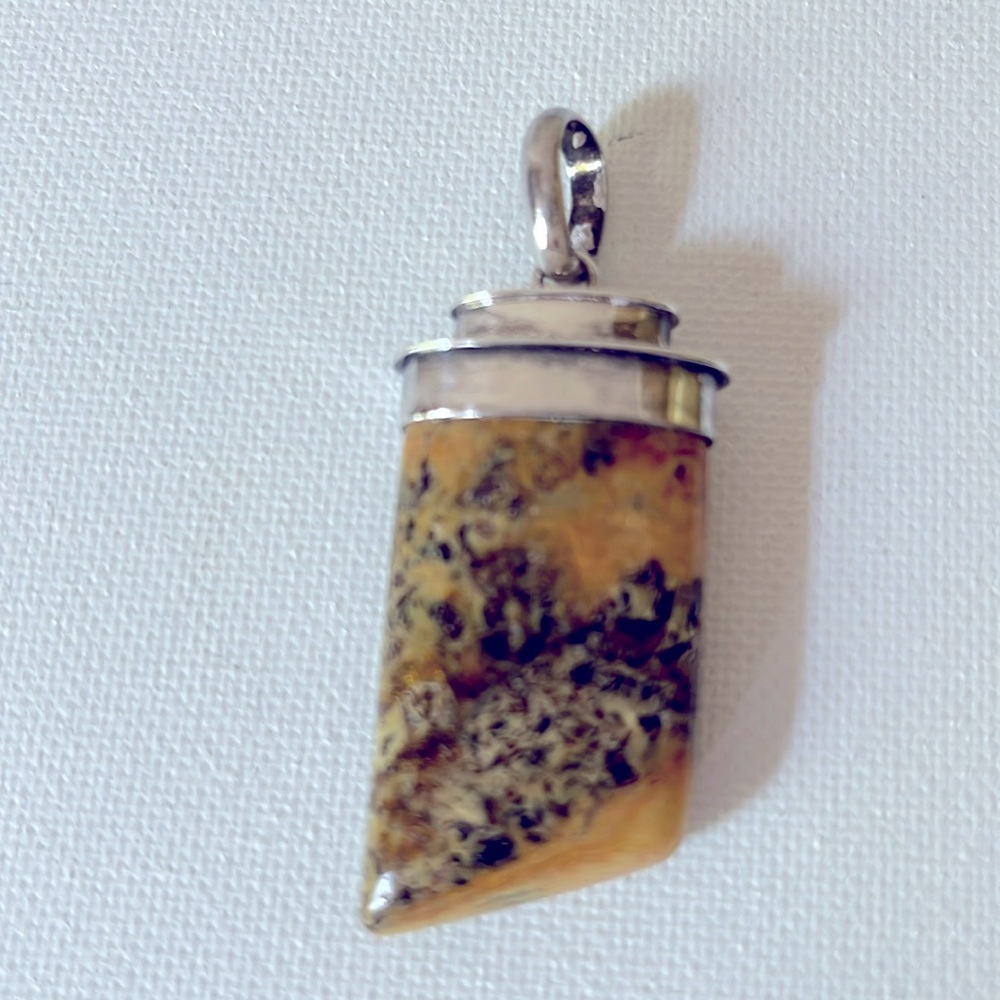 Blue Amber Pendant in Sterling Silver